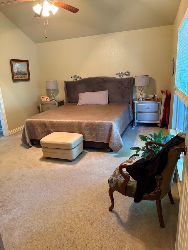 103 Apache Ct, Glen Rose, TX 76043 - carpeted bedroom with vaulted ceiling, baseboards, and a ceiling fan