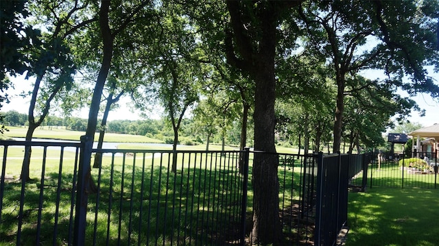 view of yard with a water view