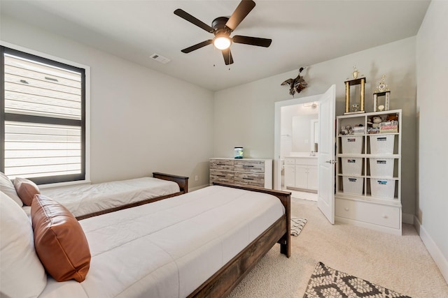 15102 Crape Myrtle Rd, Frisco, TX 75035 - bedroom with carpet, ensuite bath, ceiling fan, and baseboards