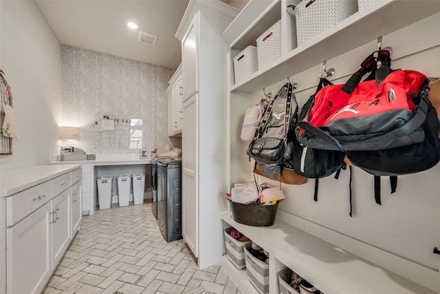 15102 Crape Myrtle Rd, Frisco, TX 75035 - mudroom with brick patterned floors and recessed lighting