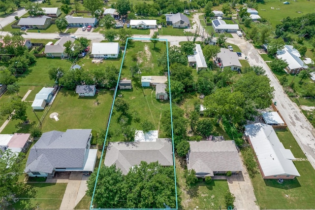 aerial view of residential area with property boundaries highlighted