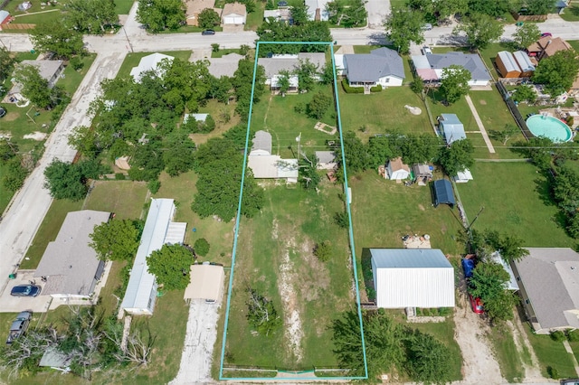aerial perspective of suburban area featuring property parcel outlined