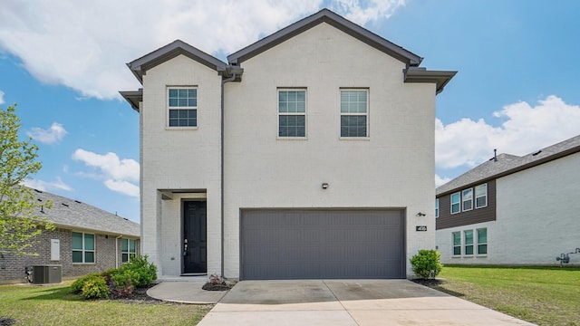 416 Boot Strap Pl, Weston, TX 75009 - traditional-style home featuring an attached garage, central AC unit, concrete driveway, and a front yard