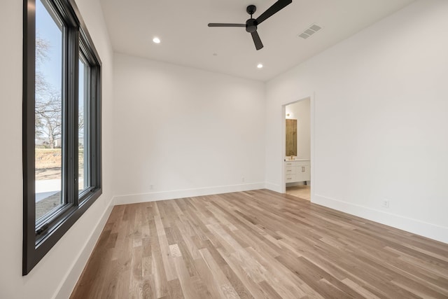 7115 Cast Iron Forest Trl, Colleyville, TX 76034 - unfurnished room with light wood-type flooring, ceiling fan, baseboards, and recessed lighting