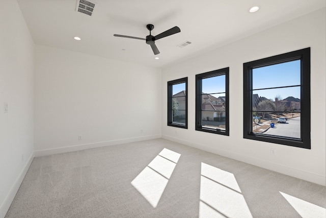 7115 Cast Iron Forest Trl, Colleyville, TX 76034 - empty room with light colored carpet, recessed lighting, a ceiling fan, and baseboards