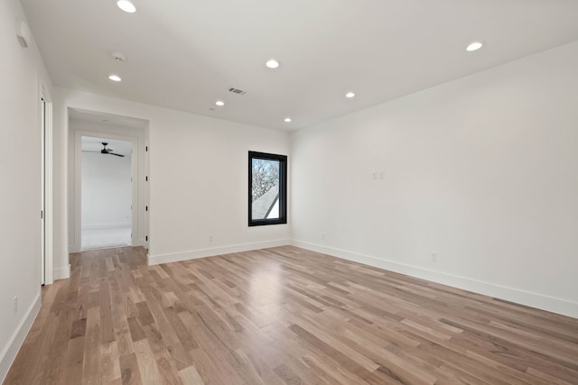 7115 Cast Iron Forest Trl, Colleyville, TX 76034 - empty room featuring recessed lighting, light wood-style flooring, baseboards, a smoke detector, and ceiling fan