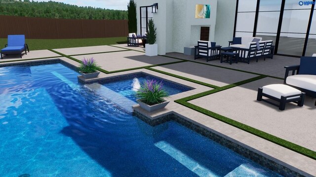 7115 Cast Iron Forest Trl, Colleyville, TX 76034 - view of swimming pool with a patio, fence, and a pool with connected hot tub