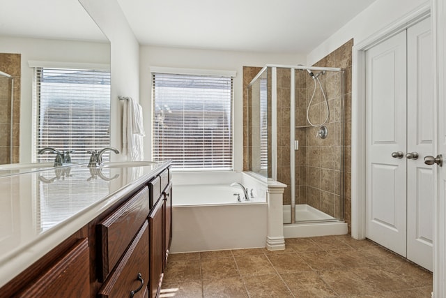 2912 Montalbo, Grand Prairie, TX 75054 - bathroom featuring a bath, a shower stall, and vanity