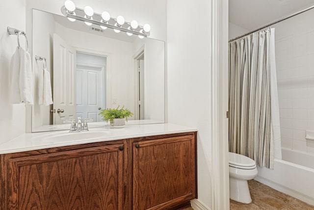 2912 Montalbo, Grand Prairie, TX 75054 - full bathroom featuring vanity, toilet, shower / tub combo, and tile patterned floors