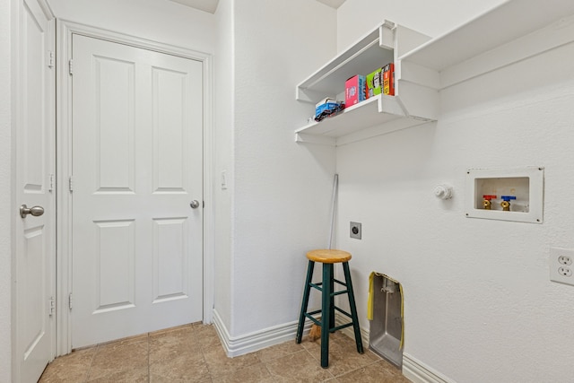 2912 Montalbo, Grand Prairie, TX 75054 - washroom with hookup for an electric dryer, baseboards, and washer hookup
