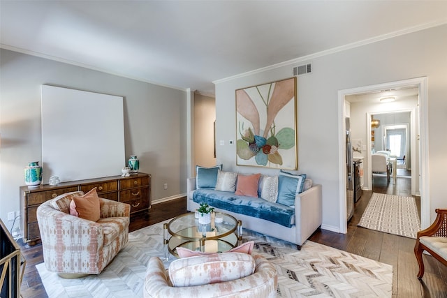 4229 Cole Ave Unit 115, Dallas, TX 75205 - living area with crown molding, wood finished floors, and baseboards
