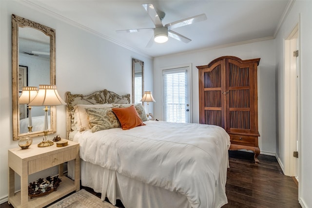 4229 Cole Ave Unit 115, Dallas, TX 75205 - bedroom featuring wood finished floors, crown molding, baseboards, and a ceiling fan