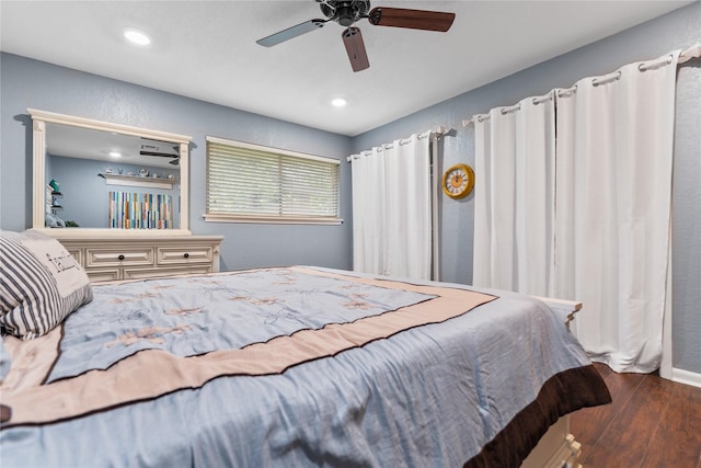 4325 Shady Glen Dr, Waco, TX 76708 - bedroom featuring wood finished floors, a ceiling fan, and recessed lighting
