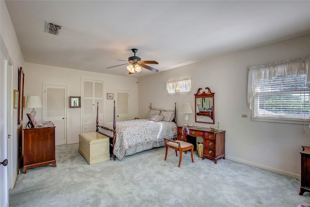 1005 Church St, Sulphur Springs, TX 75482 - bedroom with multiple windows, light carpet, and ceiling fan