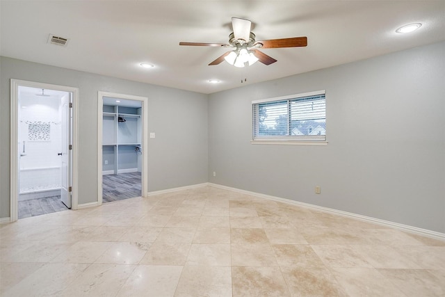 7000 County Road 527, Burleson, TX 76028 - spare room featuring a ceiling fan, baseboards, recessed lighting, and light tile patterned flooring