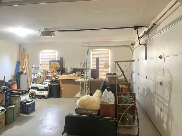 garage with a garage door opener