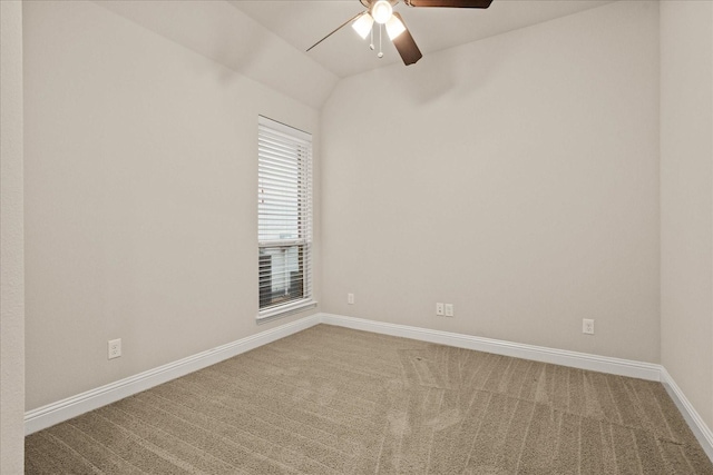 8325 Western, The Colony, TX 75056 - empty room with ceiling fan, carpet, baseboards, and lofted ceiling