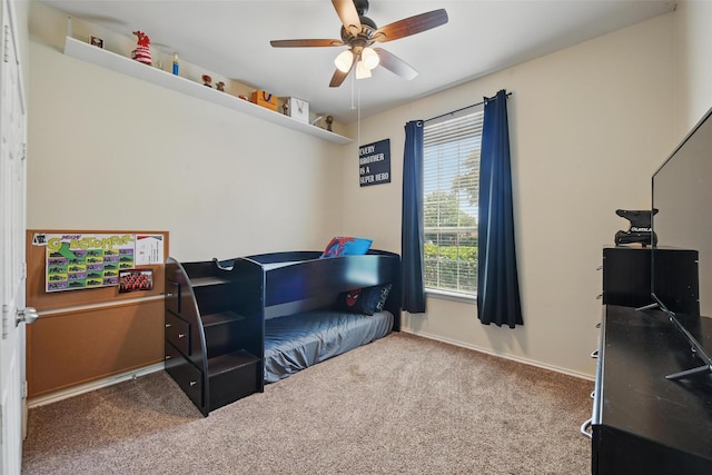 6008 Creekway Dr, Denton, TX 76226 - bedroom with carpet floors, baseboards, and a ceiling fan