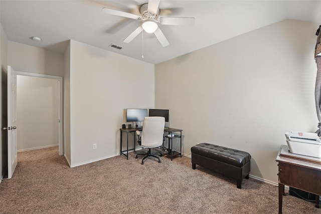 6008 Creekway Dr, Denton, TX 76226 - carpeted office featuring ceiling fan and baseboards