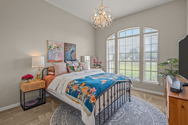 147 Rim Rock Rd, Aledo, TX 76008 - bedroom featuring carpet floors, a chandelier, and baseboards