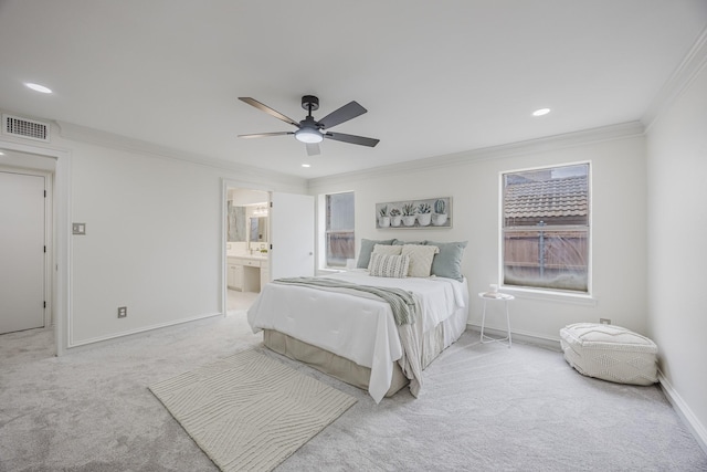 62 Legend Rd, Benbrook, TX 76132 - bedroom with ornamental molding, carpet flooring, recessed lighting, baseboards, and a ceiling fan