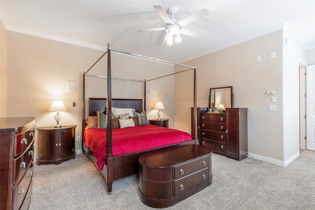 1413 Hunters Ridge Cir, Denton, TX 76205 - carpeted bedroom featuring ornamental molding, baseboards, and a ceiling fan