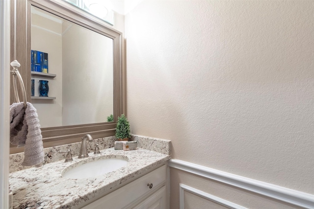 1413 Hunters Ridge Cir, Denton, TX 76205 - bathroom with a textured wall and vanity