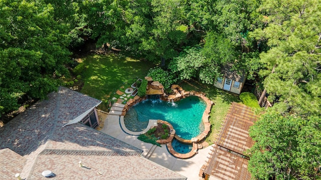 1413 Hunters Ridge Cir, Denton, TX 76205 - bird's eye view of a pool area