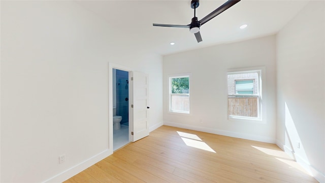 402 Perry Ave, Waxahachie, TX 75165 - spare room with light wood-style floors, baseboards, recessed lighting, and a ceiling fan