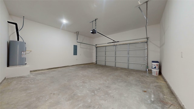 402 Perry Ave, Waxahachie, TX 75165 - garage with electric water heater, electric panel, and a garage door opener