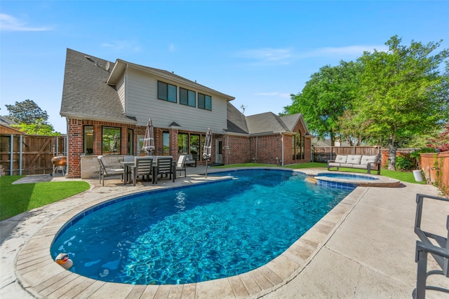 2631 Valley Creek Trl, Mckinney, TX 75072 - view of pool with a fenced backyard, a patio area, and a pool with connected hot tub