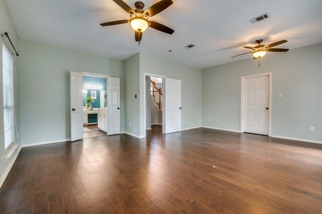 6308 Bittersweet Dr, Arlington, TX 76001 - unfurnished living room featuring ceiling fan, dark wood finished floors, and baseboards