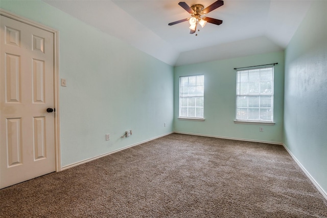 6308 Bittersweet Dr, Arlington, TX 76001 - unfurnished room featuring carpet floors, a ceiling fan, and vaulted ceiling