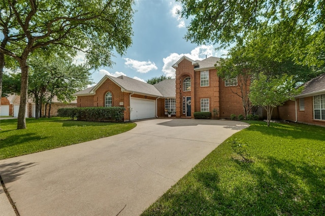 6308 Bittersweet Dr, Arlington, TX 76001 - traditional-style house featuring brick siding, a garage, a front lawn, and driveway