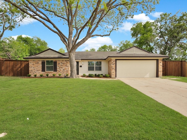 2834 Sunny Hill Ln, Farmers Branch, TX 75234 - ranch-style house featuring brick siding, an attached garage, and concrete driveway