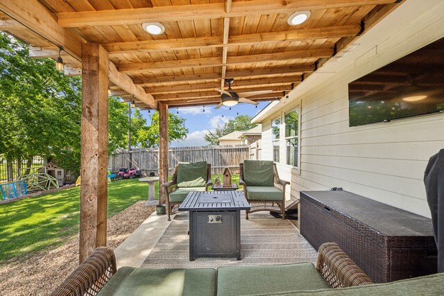 605 Preston Dr, Royse City, TX 75189 - view of patio / terrace with outdoor lounge area and ceiling fan