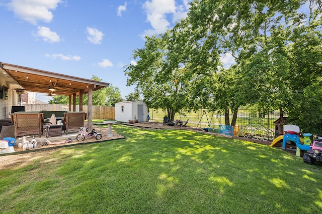 605 Preston Dr, Royse City, TX 75189 - view of yard featuring ceiling fan and a patio area