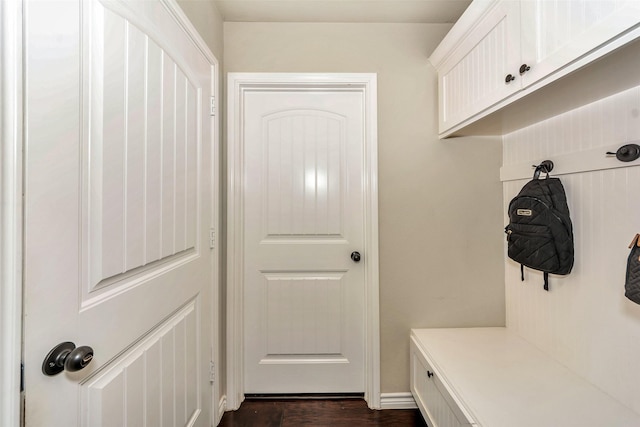 8625 Tribute Ln, Fort Worth, TX 76131 - mudroom with dark wood-style floors and baseboards