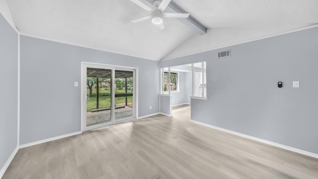 2017 Moline Dr, Haltom City, TX 76117 - spare room featuring ceiling fan, a textured ceiling, wood finished floors, and baseboards