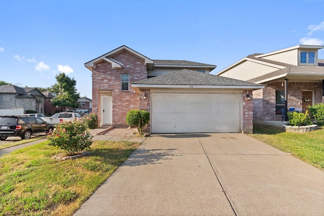 152 Cliff Heights Cir, Dallas, TX 75241 - traditional home with brick siding, an attached garage, driveway, and roof with shingles