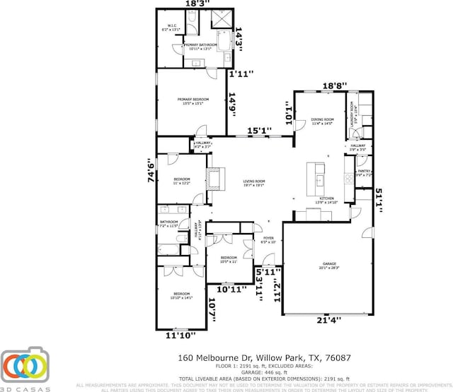 160 Melbourne Dr, Willow Park, TX 76087 - room layout