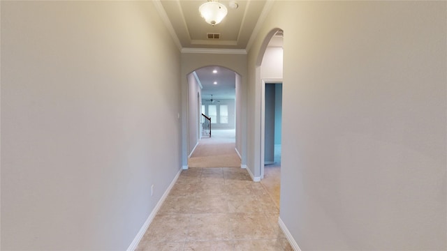 304 Eden Dr, Fate, TX 75189 - corridor with arched walkways, ornamental molding, and baseboards