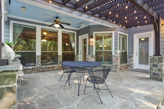 1309 Constitution Dr, Mckinney, TX 75071 - view of patio / terrace with ceiling fan, a pergola, and outdoor dining area