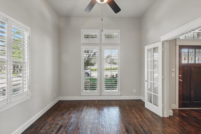 1309 Constitution Dr, Mckinney, TX 75071 - entrance foyer featuring plenty of natural light, hardwood / wood-style floors, ceiling fan, and baseboards