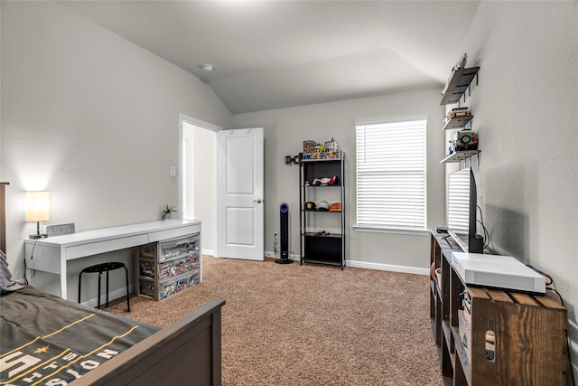 411 Skipper Ln, Azle, TX 76020 - bedroom with carpet flooring, baseboards, and vaulted ceiling