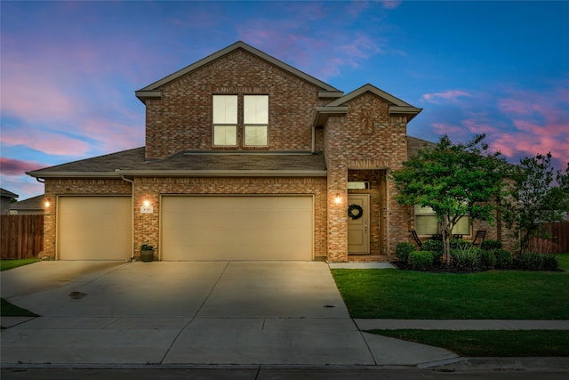 411 Skipper Ln, Azle, TX 76020 - traditional home featuring concrete driveway, brick siding, roof with shingles, and a garage