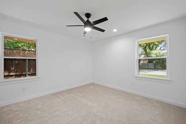 1500 W Virginia St, Mckinney, TX 75069 - empty room featuring carpet floors, baseboards, ceiling fan, and recessed lighting