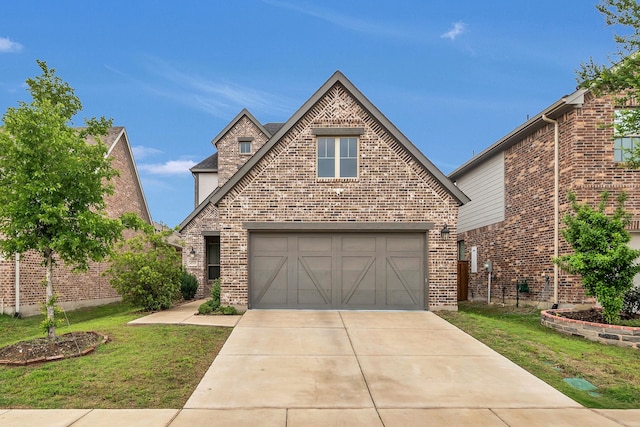 4533 Wilbarger St, Plano, TX 75024 - view of front facade with a front lawn, a garage, brick siding, and driveway