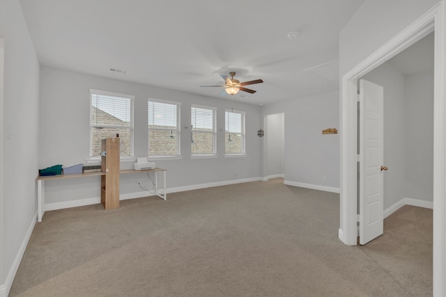 4533 Wilbarger St, Plano, TX 75024 - spare room with light colored carpet, ceiling fan, and baseboards