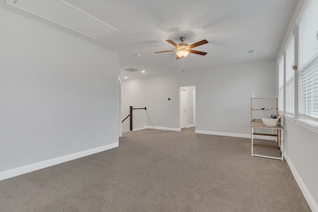 4533 Wilbarger St, Plano, TX 75024 - empty room with attic access, carpet, ceiling fan, baseboards, and recessed lighting